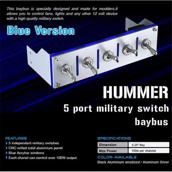 Lamptron Lamptron 832-100-04 Hummer 5-Channel 12VDC Device Controller; 100W Per Channel; Silver Bezel With Blue Acrylic Insert 832-100-04 - main
